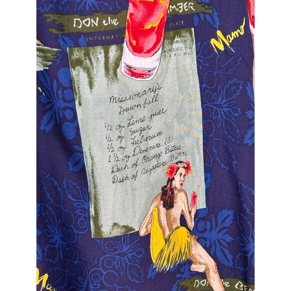 Vintage Mamo Howell Hawaiian Cocktail  Blue Maxi Slipdress Rayon Small Vacation - Picture 6 of 9
